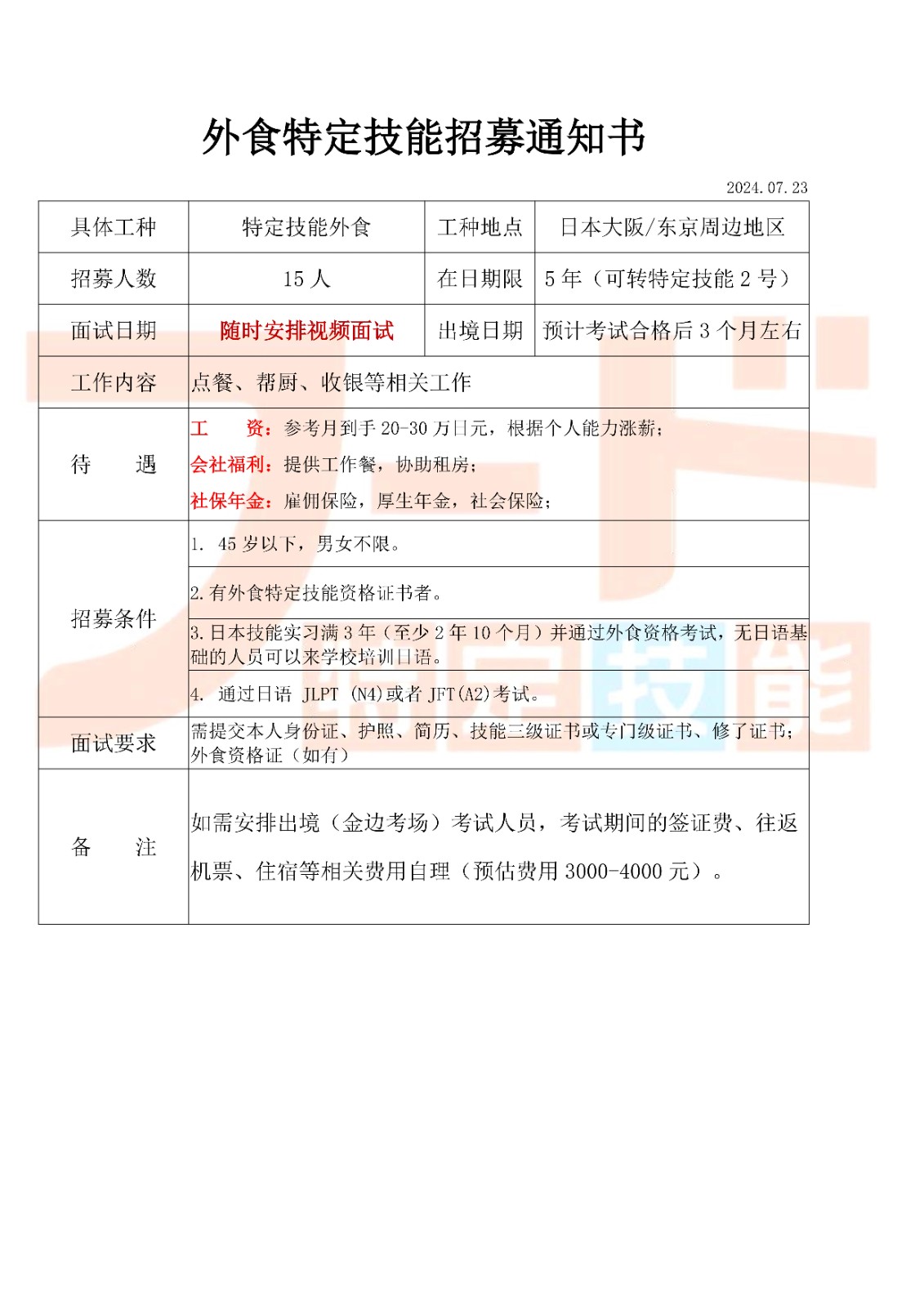 外食特定技能招工簡(jiǎn)章2024年7月(1)_1.jpg